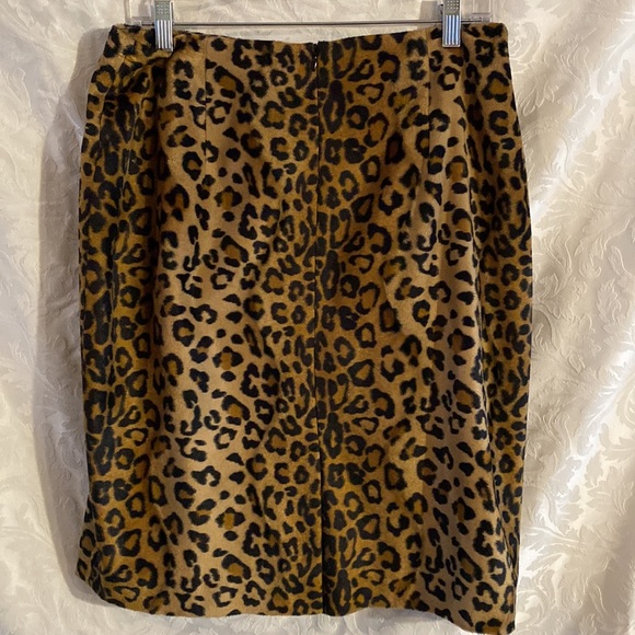 Rena Rowan leopard cheetah print fuzzy fur skirt 14 lined - Picture 3 of 5